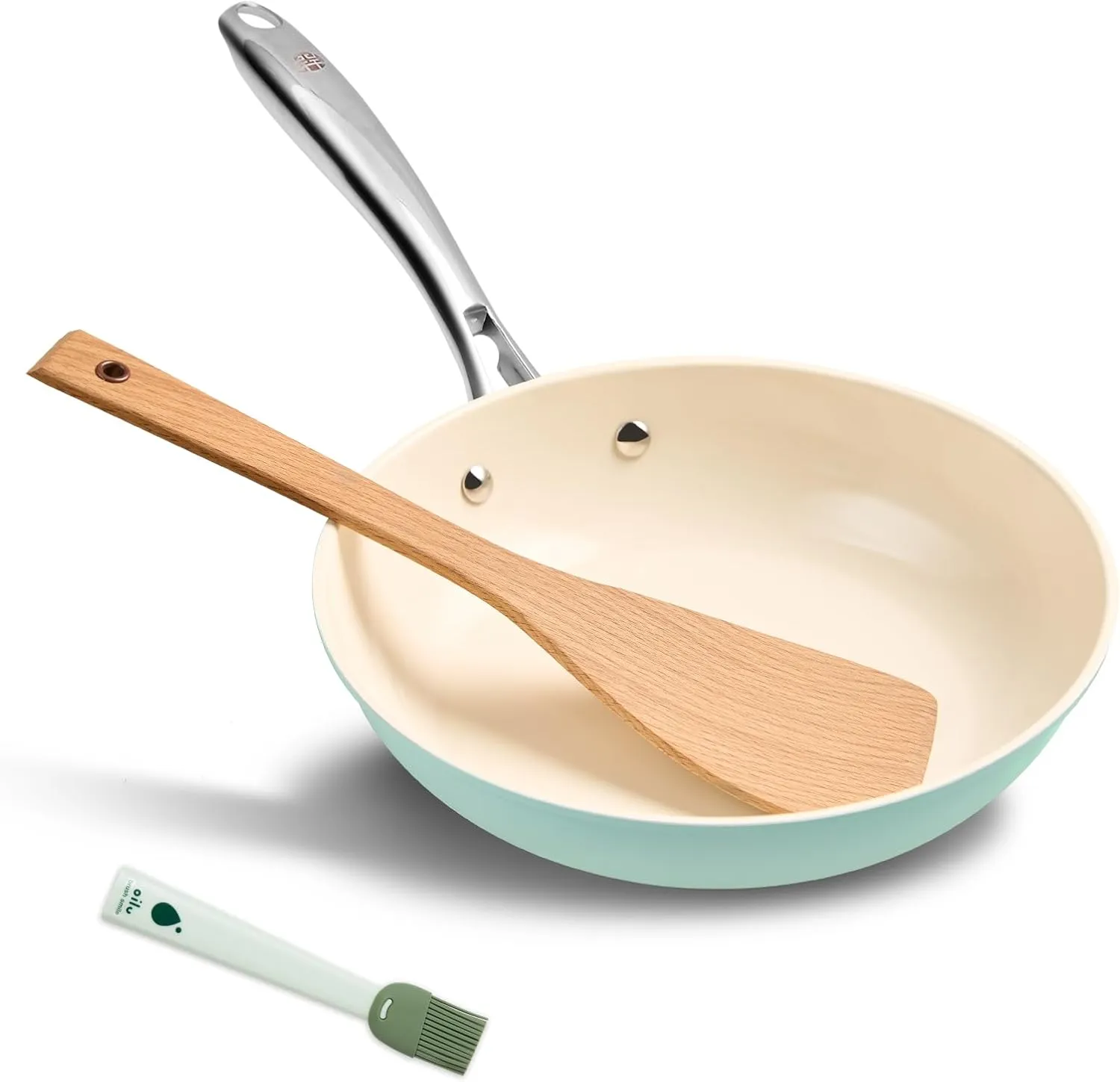 Non Stick Frying Pan, 9.5" Healthy Skillet with 5-layer Advanced Steel, Non-Toxic Ceramic Egg Pan Oven Safe