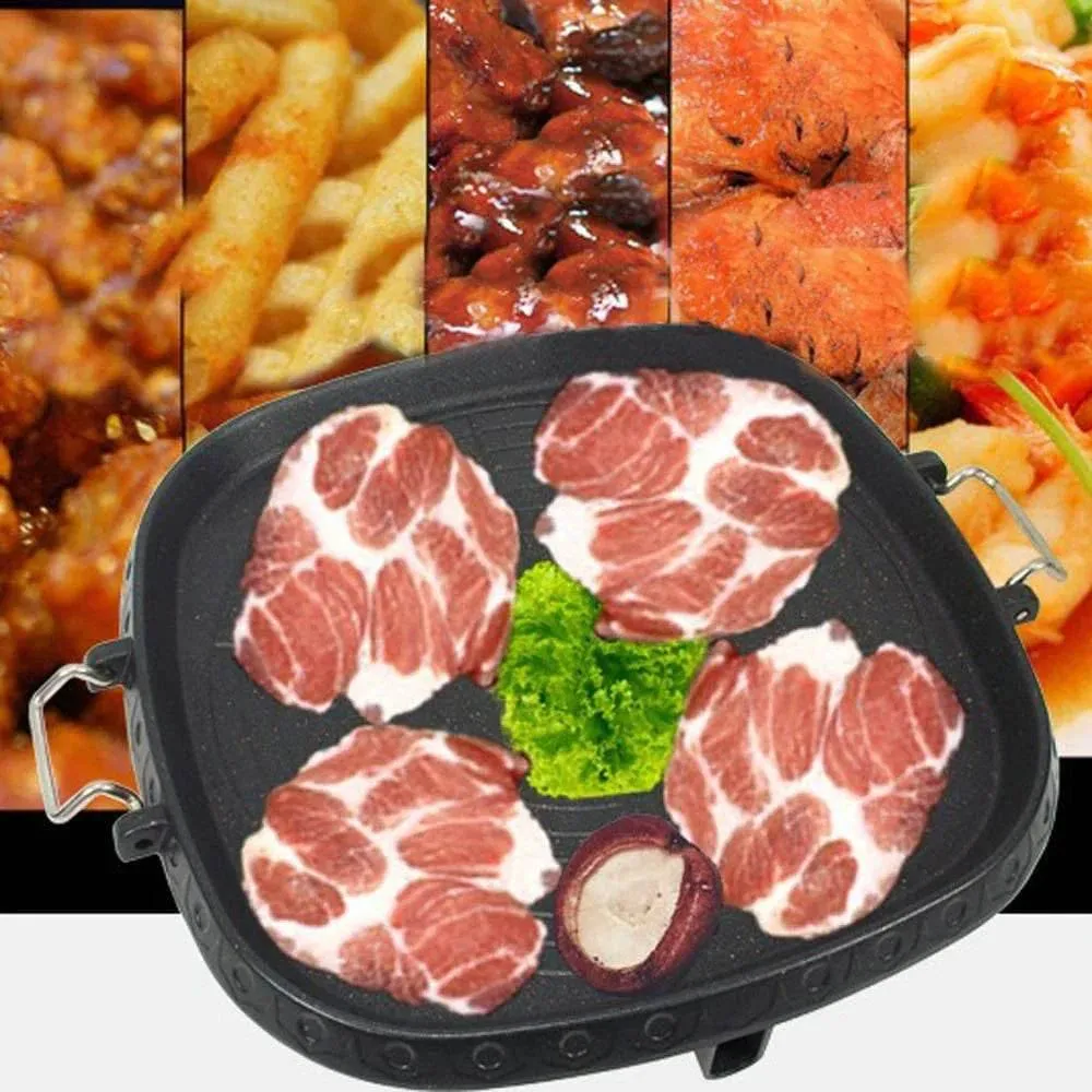 Non-Stick Korean BBQ Grill Pan - Double Layered IndoorOutdoor Cooking