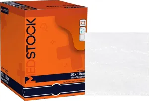 Non-Stick Pad, 4"x4" (Pack of 100), Gauze Pad Dressing, Non-Stick Wound Care, Surgical Grade, Fragile Tissue Protection, High Absorption, Porous Film Skin Contact Layer, Non Woven Fabric