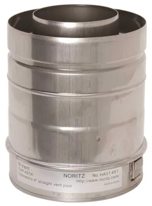 Noritz CVP-4STR Concentric 4" Straight Vent Pipe, 1" x 1" x 1"
