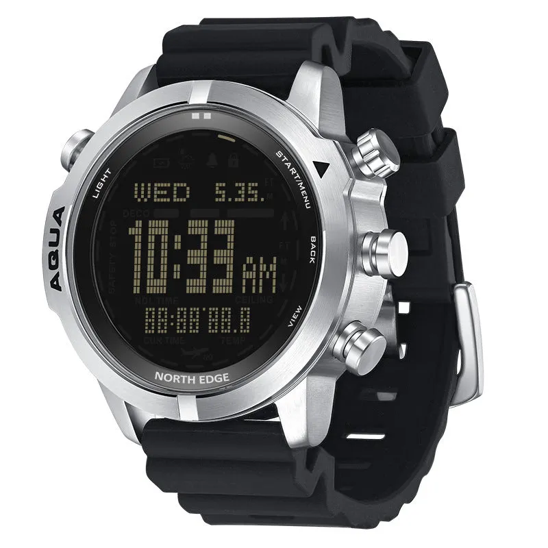 North Edge AQUA Men's Smart Diving Watch – 100M Waterproof, Altimeter, Barometer & Compass