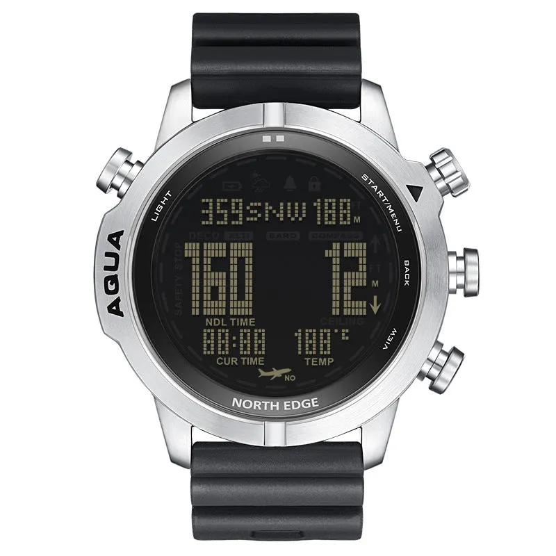 North Edge AQUA Men's Smart Diving Watch – 100M Waterproof, Altimeter, Barometer & Compass