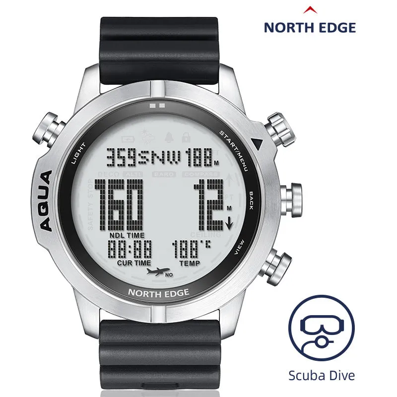 North Edge AQUA Men's Smart Diving Watch – 100M Waterproof, Altimeter, Barometer & Compass