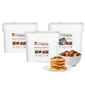 Numanna Triple Family Pack with Meat Bucket 438 Servings Made In USA 25  Year Shelf Life 31,741 Calories Per Bucket Easy to Prepare Emergency Survival Family Food Kit Long Term Meal & Food Supplies
