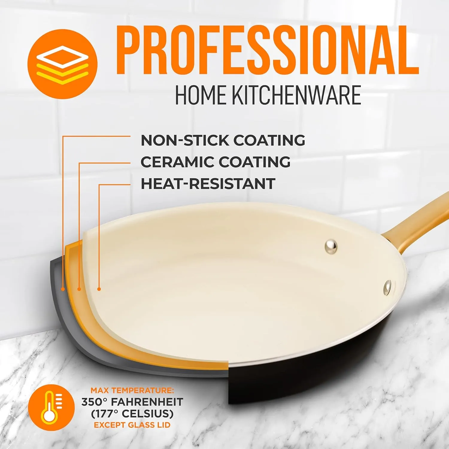 NutriChef 8” Small Fry Pan - Professional Home Cookware Small Skillet Nonstick Frying Pan with Golden Titanium Coated Silicone Handle, Ceramic Coating, Stain-Resistant And Easy To Clean