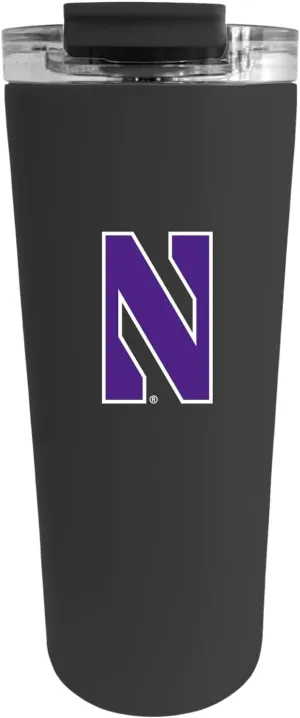 Officially Licensed Collegiate Stainless Steel Tumbler - Double Walled Insulated Travel Thermos - 24 oz (Northwestern Black)