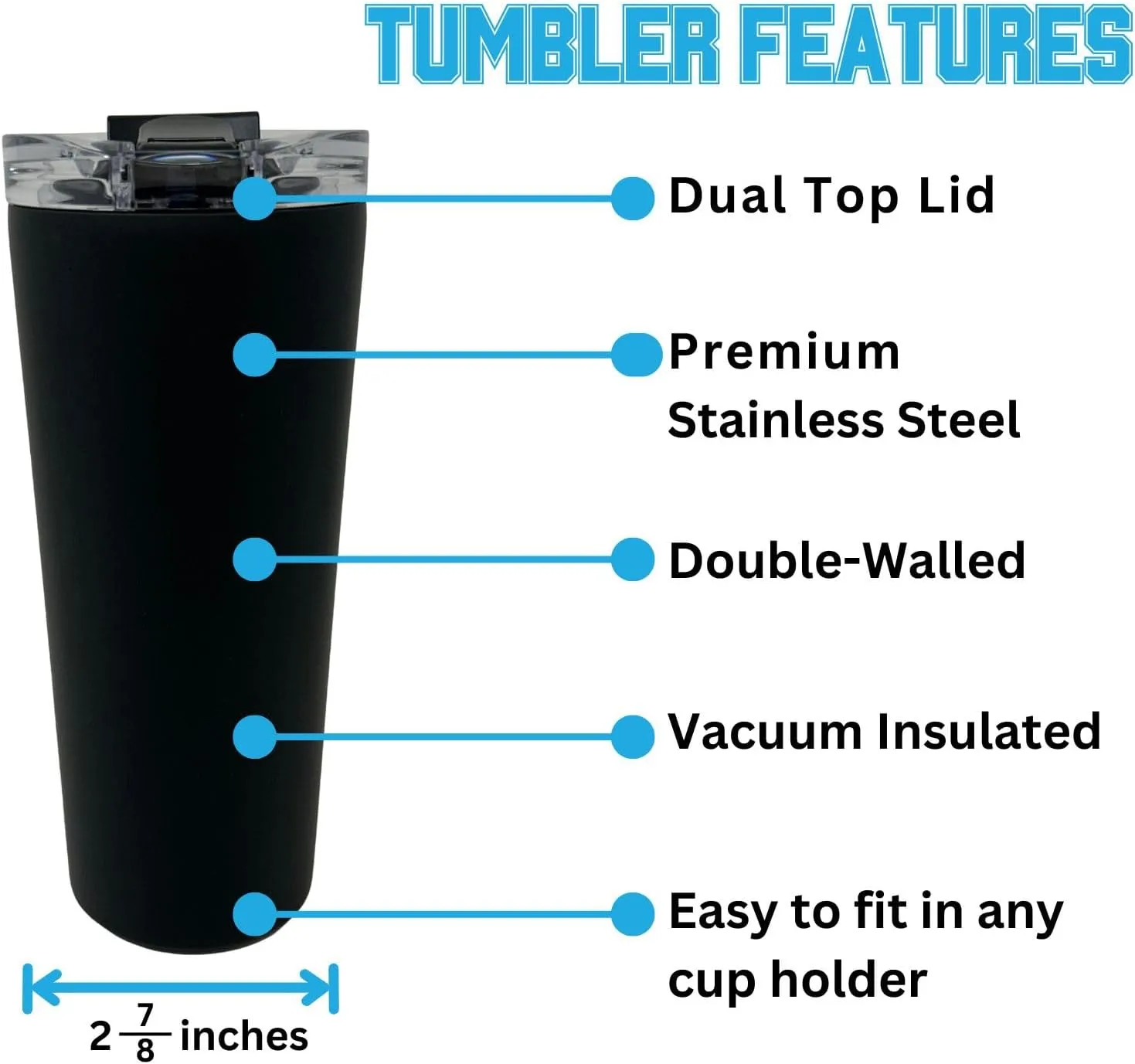 Officially Licensed Collegiate Stainless Steel Tumbler - Double Walled Insulated Travel Thermos - 24 oz (Northwestern Black)