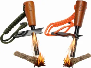 ONLYFIRE OUTDOOR LIVING Fire Starter Survival Tool, Ferro Rod Kit with Tinder Wick, Pouch, Waterproof Flint and Steel Fire Starter for Camping, Hiking and Backpacking Gear