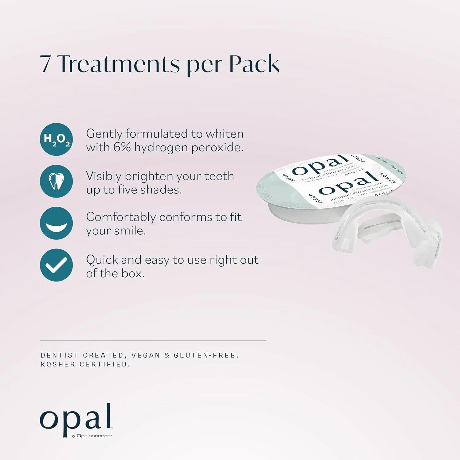Opalescence Opal Go - Prefilled Teeth Whitening Trays - Gentle - (7 Treatments) - Hydrogen Peroxide - Cool Mint - Made by Ultradent. Op-Tr-Gent-5526-1