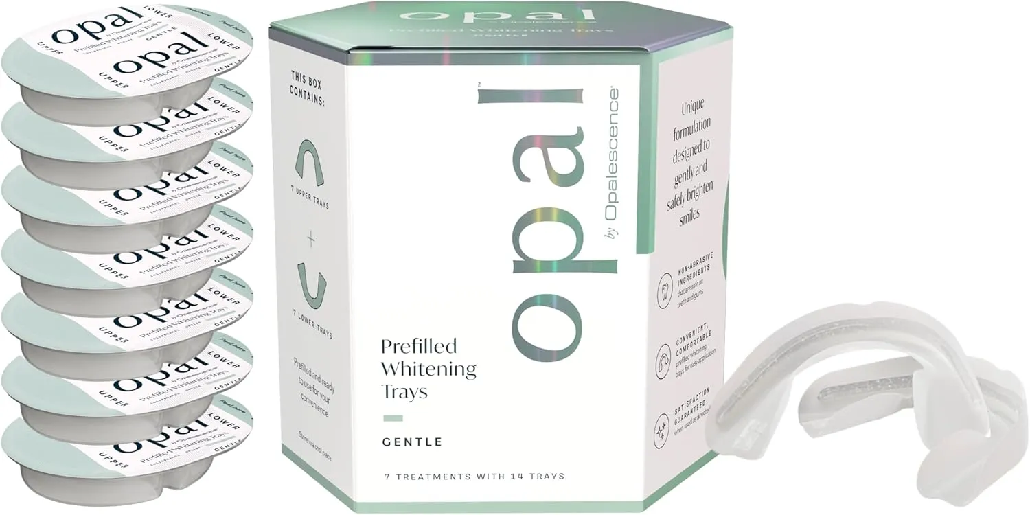 Opalescence Opal Go - Prefilled Teeth Whitening Trays - Gentle - (7 Treatments) - Hydrogen Peroxide - Cool Mint - Made by Ultradent. Op-Tr-Gent-5526-1