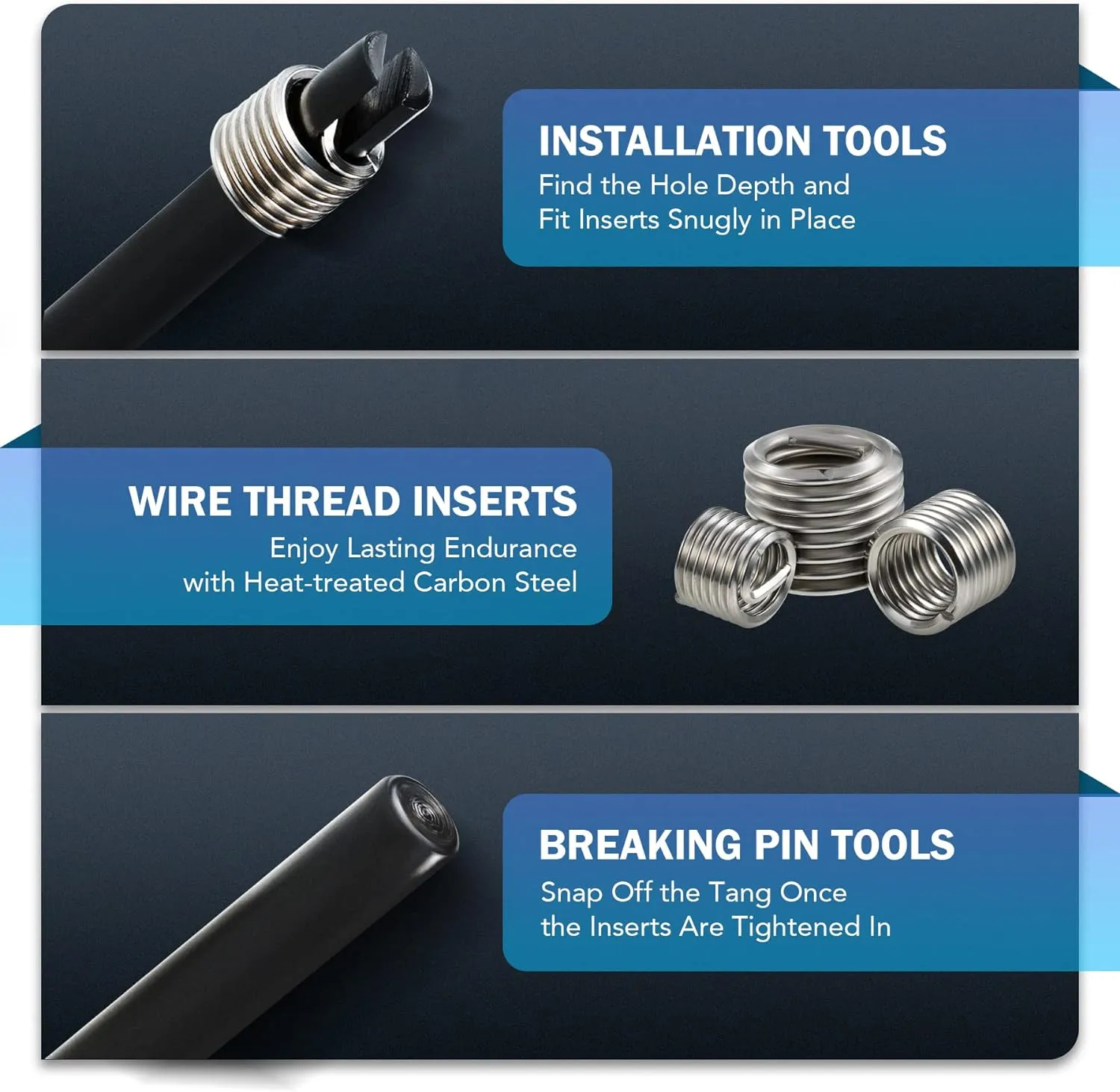 Orion Motor Tech Thread Repair Kit, SAE and Metric Helicoil Repair Kit with HSS Drill Bits Inserts Taps Break Off Tools, Rethreading Tools in 1/4" 5/16" 3/8" 7/16" 1/2" & M5 M6 M8 M10 M12 Sizes