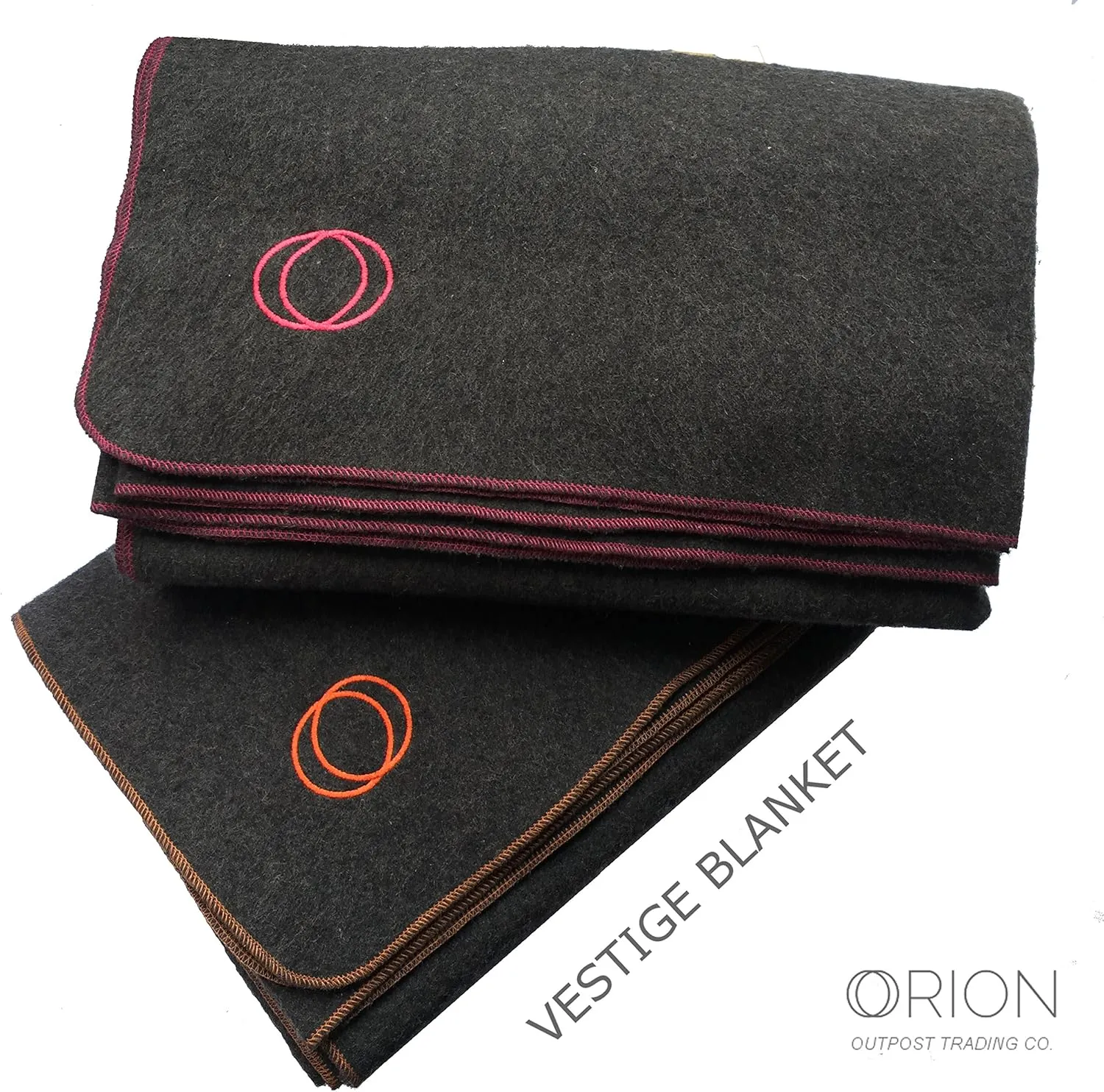 Orion Outpost Trading Co. Vestige Military Wool Blanket, 4.5 lbs, 66 x 84 (Gray/Orange)