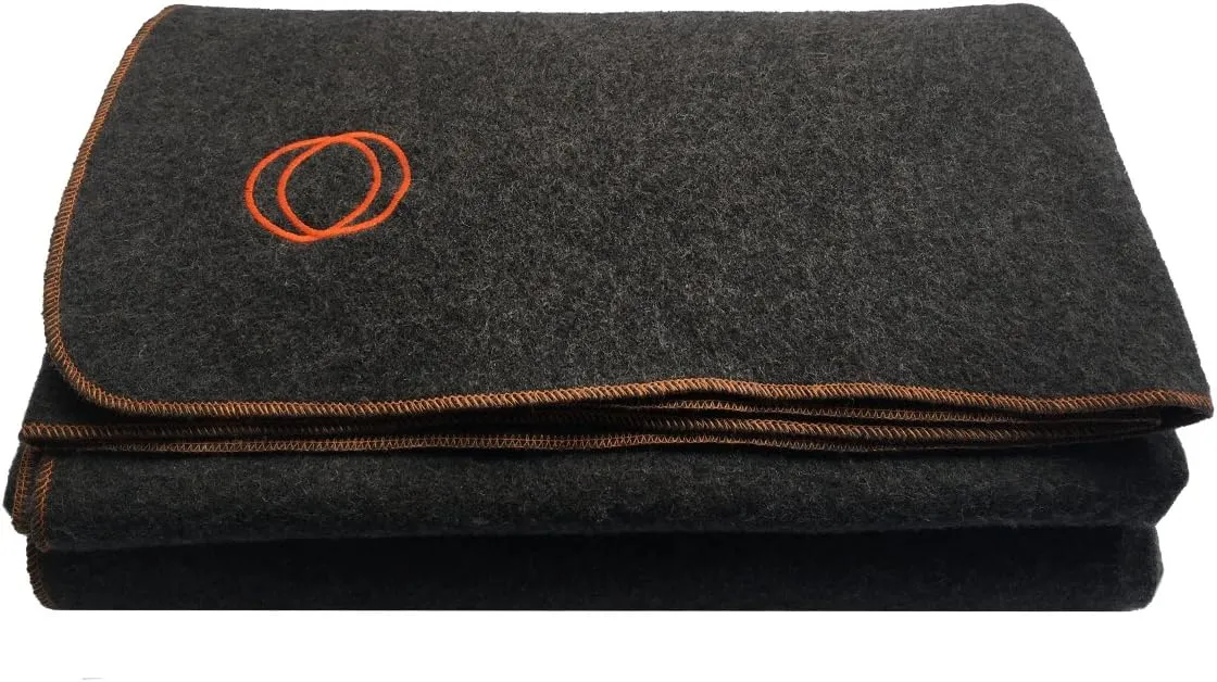 Orion Outpost Trading Co. Vestige Military Wool Blanket, 4.5 lbs, 66 x 84 (Gray/Orange)