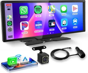 [OTA]10.26'' Wireless Carplay Screen for Car,Wireless Carplay Android Auto,Super Link Video,1600x900P IPS Touch Screen Portable Carplay FM transmit/Hands-Free /GPS/Auto brightness/Aux/TF Backup Camera