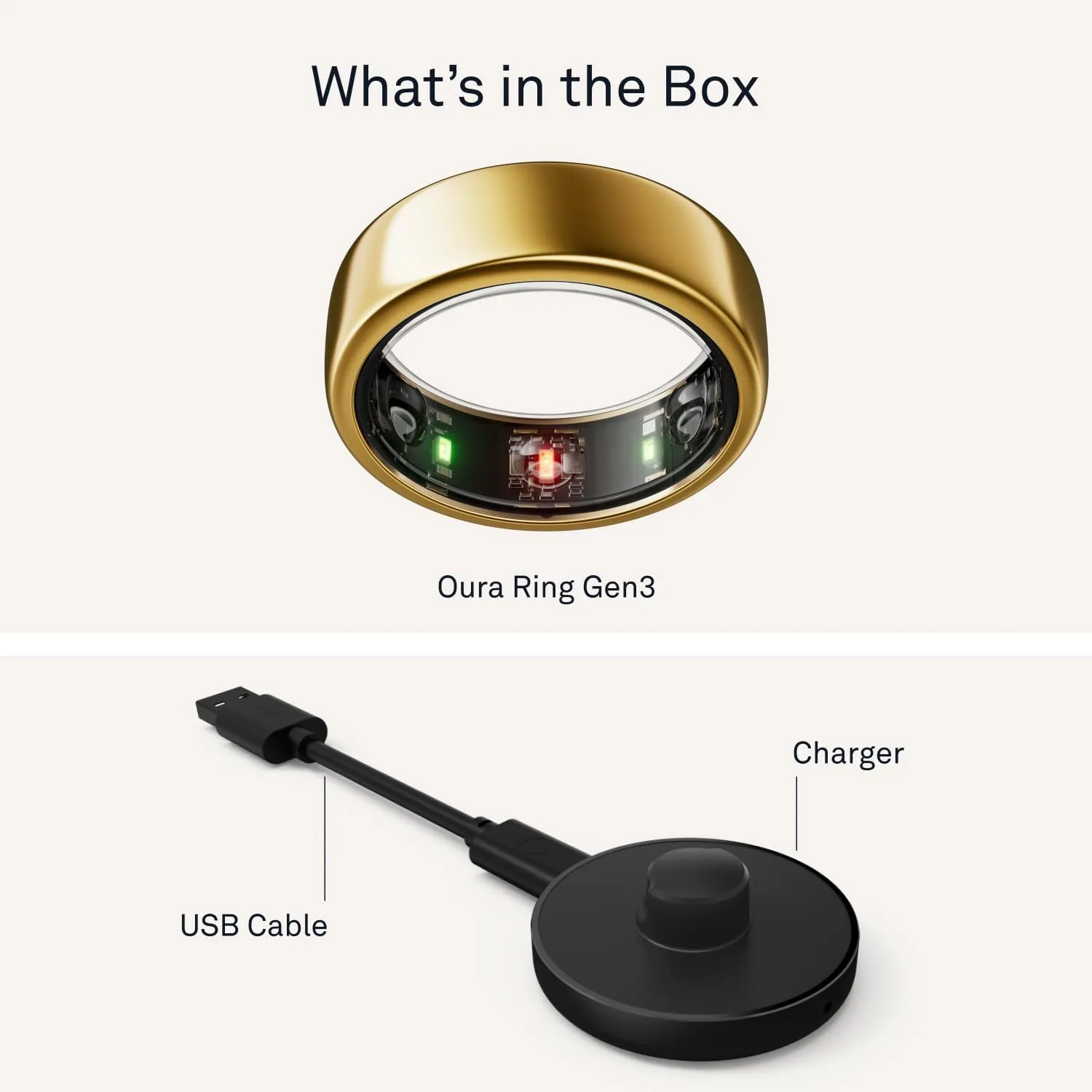Oura Ring Gen3 Horizon - Gold - Size 7 - Smart Ring - Size First with Oura Ring Gen3 Sizing Kit - Sleep Tracking Wearable - Heart Rate - Fitness Tracker - 5-7 Days Battery Life