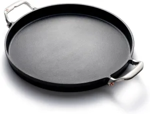 Outset Grill Paella and Deep Dish Pizza Pan, Cast Iron BBQ Pan with Handles, 18.15” x 14.11” x 1.25"