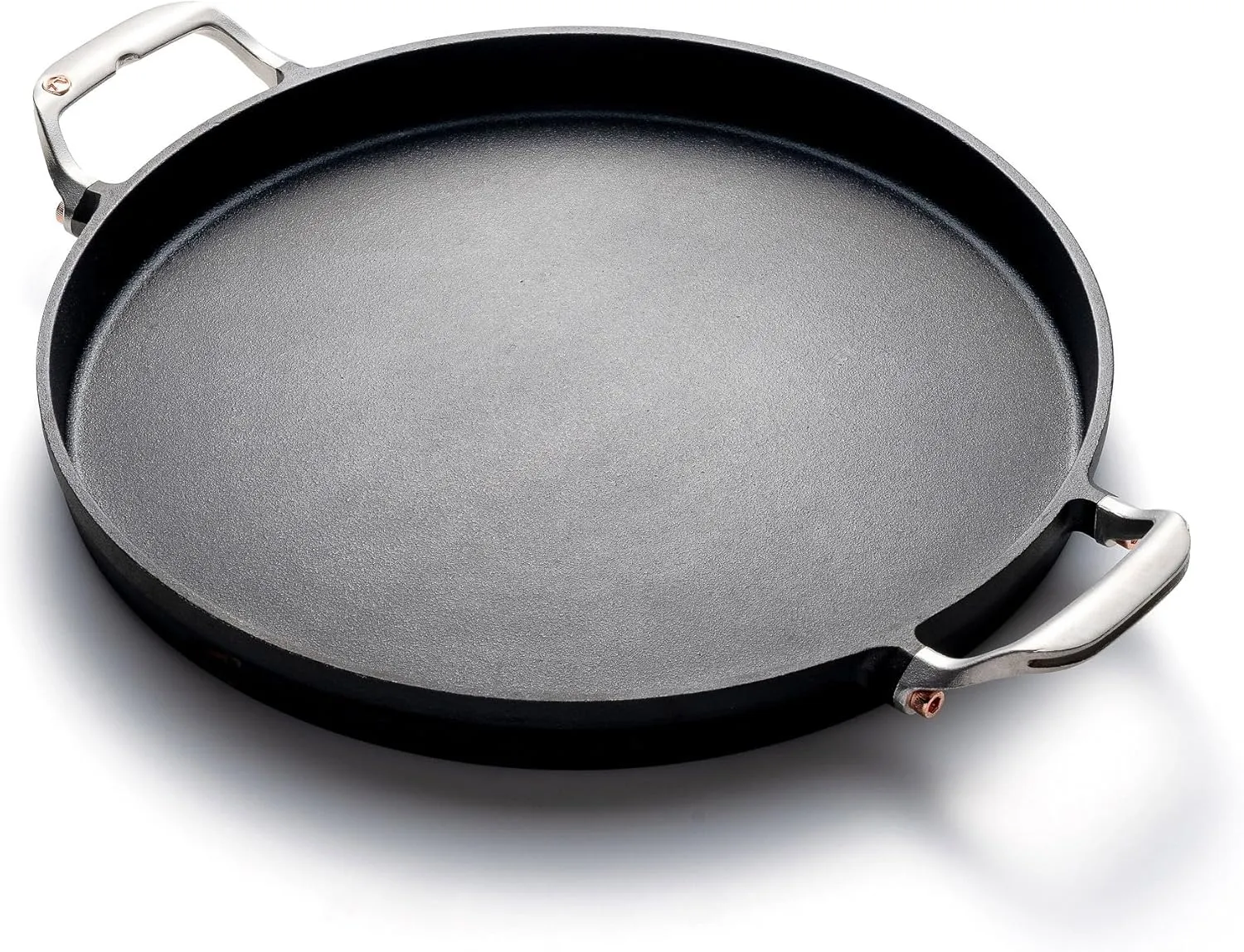 Outset Grill Paella and Deep Dish Pizza Pan, Cast Iron BBQ Pan with Handles, 18.15” x 14.11” x 1.25"
