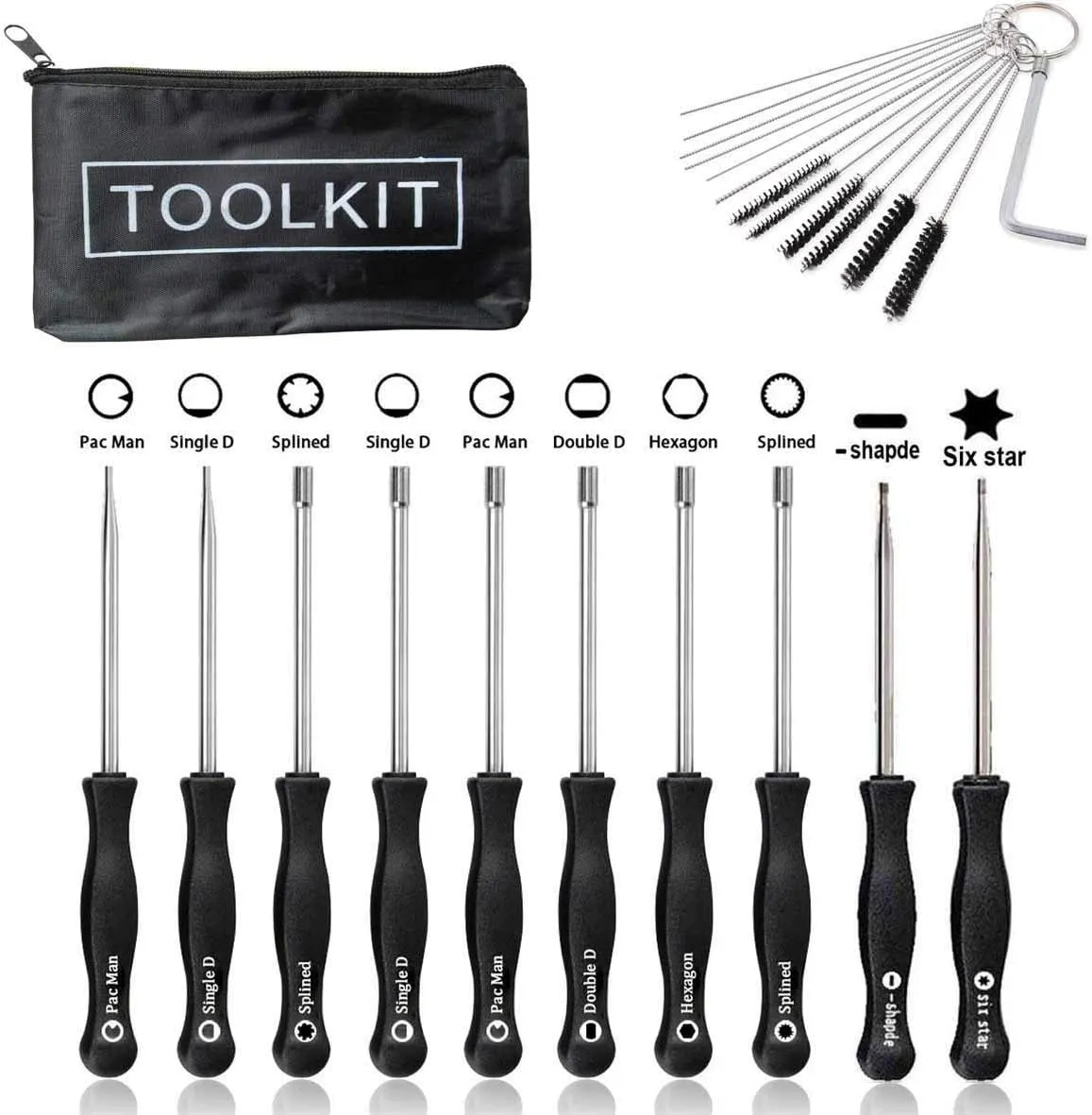 Pack of 10 Carburetor Adjustment Tool Kit for for Common 2 Cycle Carburator Engine - Carburetor Adjustment Tool Set Carburetor Tune up Adjusting Tool (Includes: Cleaning Brush   Black Toolkit)
