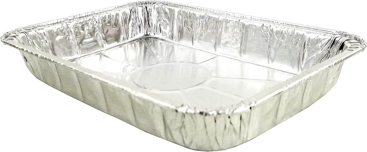 PACTOGO 7.5" x 5" Small Aluminum Foil BBQ Grease Drip Catching Pan - Compatible with Weber Grills (Pack of 30)