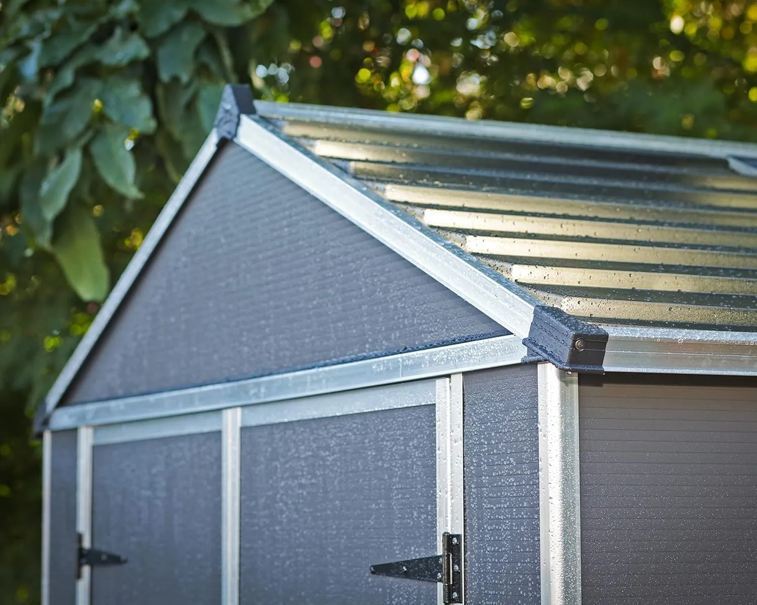 Palram - Canopia Rubicon Storage Shed, 6'x10' DIY Backyard Shed, Gray Polycarbonate Panels and Aluminum Frame, Sheds & Outdoor Storage for Lawn Mower, Bike, Garden Tools, Outdoor Storage Box Shed