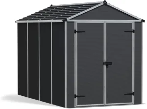 Palram - Canopia Rubicon Storage Shed, 6'x10' DIY Backyard Shed, Gray Polycarbonate Panels and Aluminum Frame, Sheds & Outdoor Storage for Lawn Mower, Bike, Garden Tools, Outdoor Storage Box Shed
