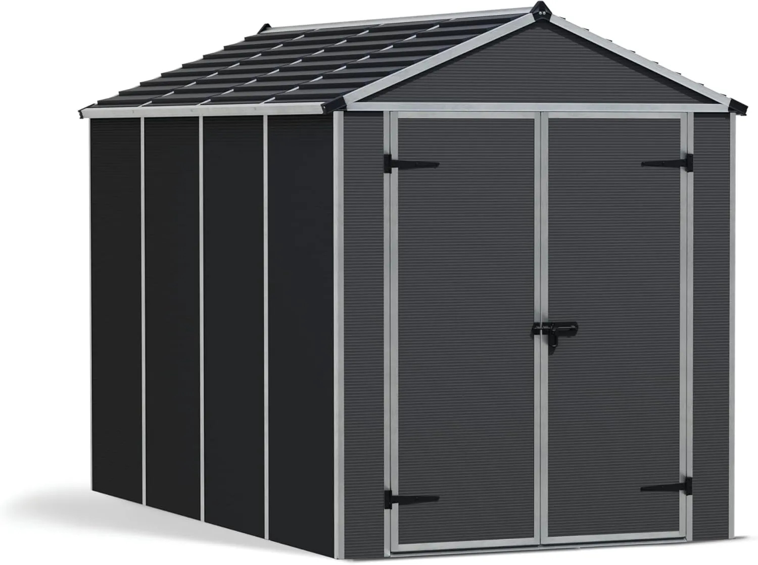 Palram - Canopia Rubicon Storage Shed, 6'x10' DIY Backyard Shed, Gray Polycarbonate Panels and Aluminum Frame, Sheds & Outdoor Storage for Lawn Mower, Bike, Garden Tools, Outdoor Storage Box Shed