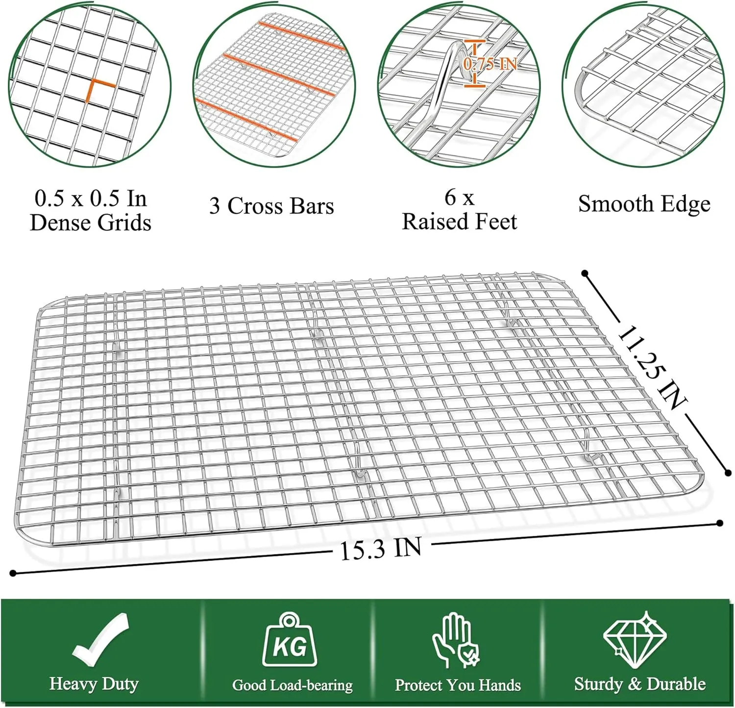 P&P CHEF 16 Inch Baking Sheet and Rack Set, Stainless Steel Cookies Baking Sheet Large Oven Pan Tray and Cooling Grid Rack for Bread Meats, Oven & Dishwasher Safe, (4Pcs)