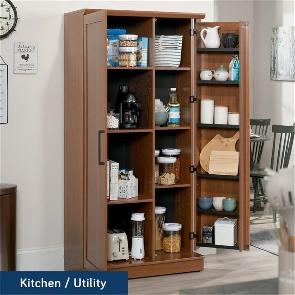 Pemberly Row Engineered Wood Storage Cabinet in Sienna Oak Finish