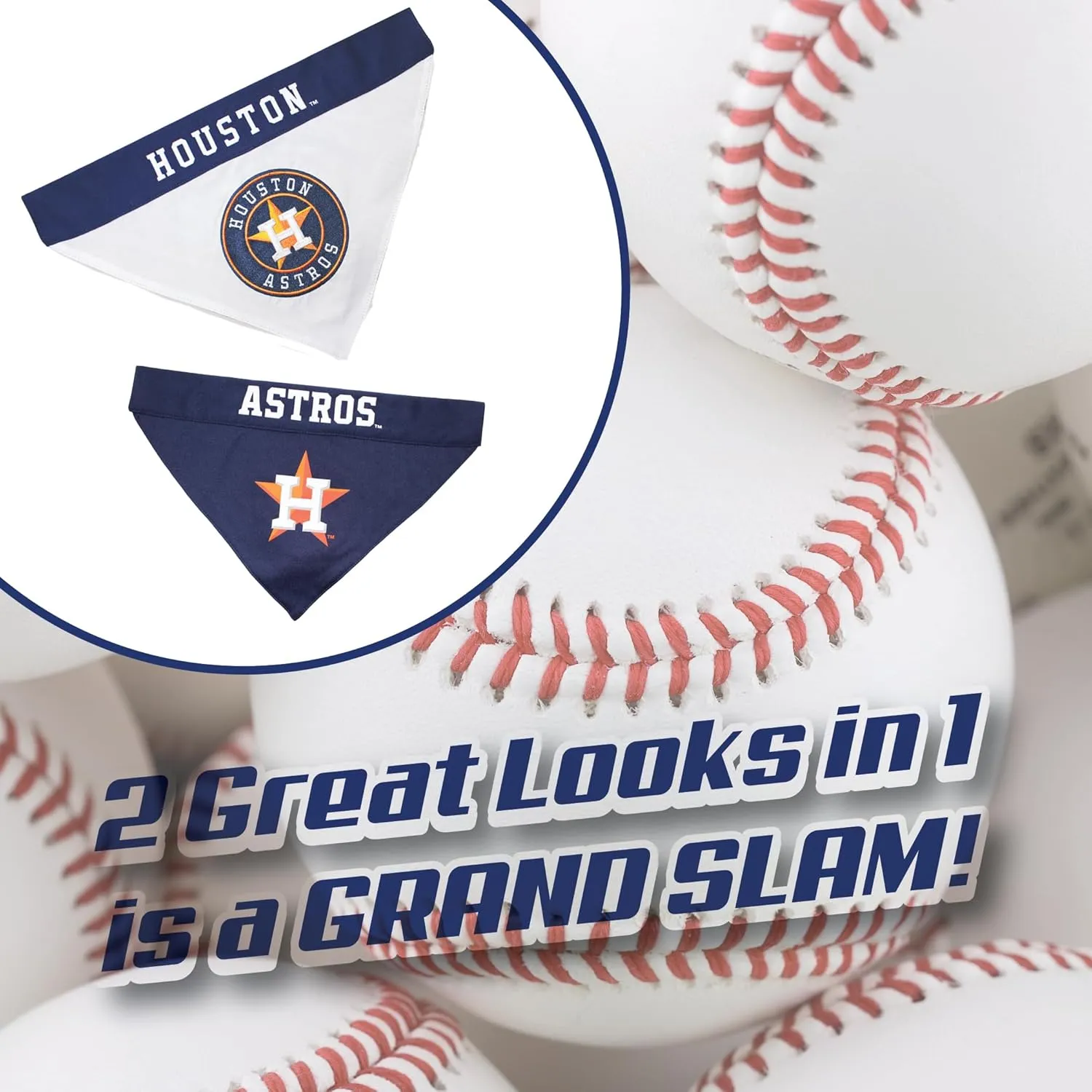 Pets First MLB Houston Astros Reversible Bandana Size XX-Large for Dogs & Cats. 2 Sided Sports Bandana,Premium Embroidery Team Logo, All MLB Teams Available