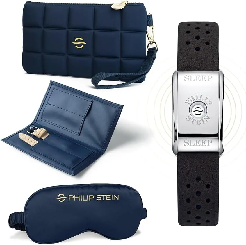 Philip Stein Classic Sleep Bracelet Kit, Steel Case, Black Strap