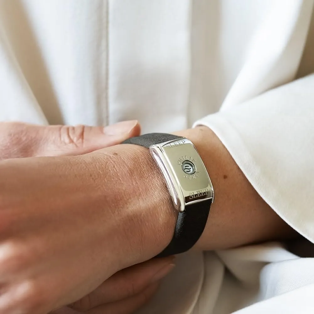 Philip Stein Classic Sleep Bracelet Kit, Steel Case, Black Strap