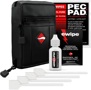 Photographic Solutions Digital Survival Kit - Type-1 (20mm) Sensor Swabs, PEC-PAD Photo Wipes, E-Wipe Packet, Aeroclipse Optic Cleaner Non-Flamable Solution - Camera Cleaning Kit with Travel Bag