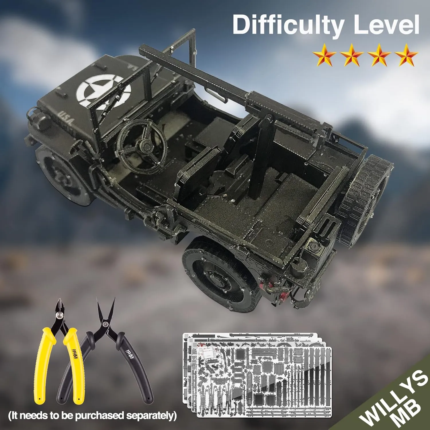 Piececool 3D Metal Car Model Kits, SUV Military Vehicle Models Building Kits, Brain Teaser 3D Puzzles for Adults Teens Stress Relief, Best Gifts for Dad