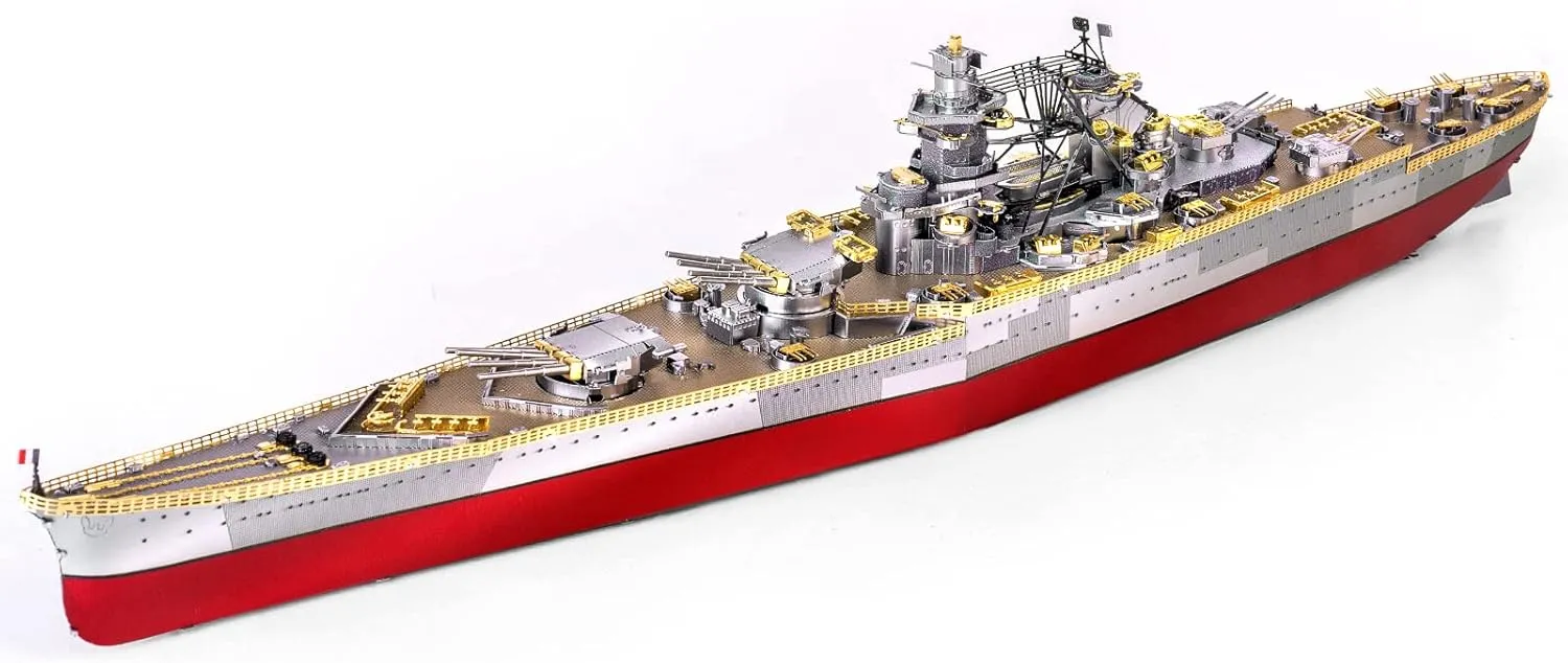 Piececool 3D Metal Puzzles for Adults, Richelieu Battleship Model Kits, Military Watercraft Warship Models Building Kit DIY 3D Puzzles for Anxiety Relief Toys, Great Gift Ideas -300 Pcs