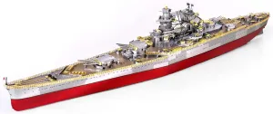 Piececool 3D Metal Puzzles for Adults, Richelieu Battleship Model Kits, Military Watercraft Warship Models Building Kit DIY 3D Puzzles for Anxiety Relief Toys, Great Gift Ideas -300 Pcs