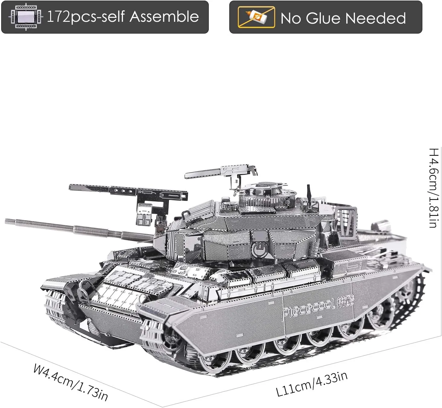 Piececool 3D Puzzles for Adults Metal Tank Model Kits-Centurion Afv Tank DIY 3D Metal Model Building Blocks Brain Teaser Puzzle Stress Relief Toys, Great Birthday Gifts-172 Pcs