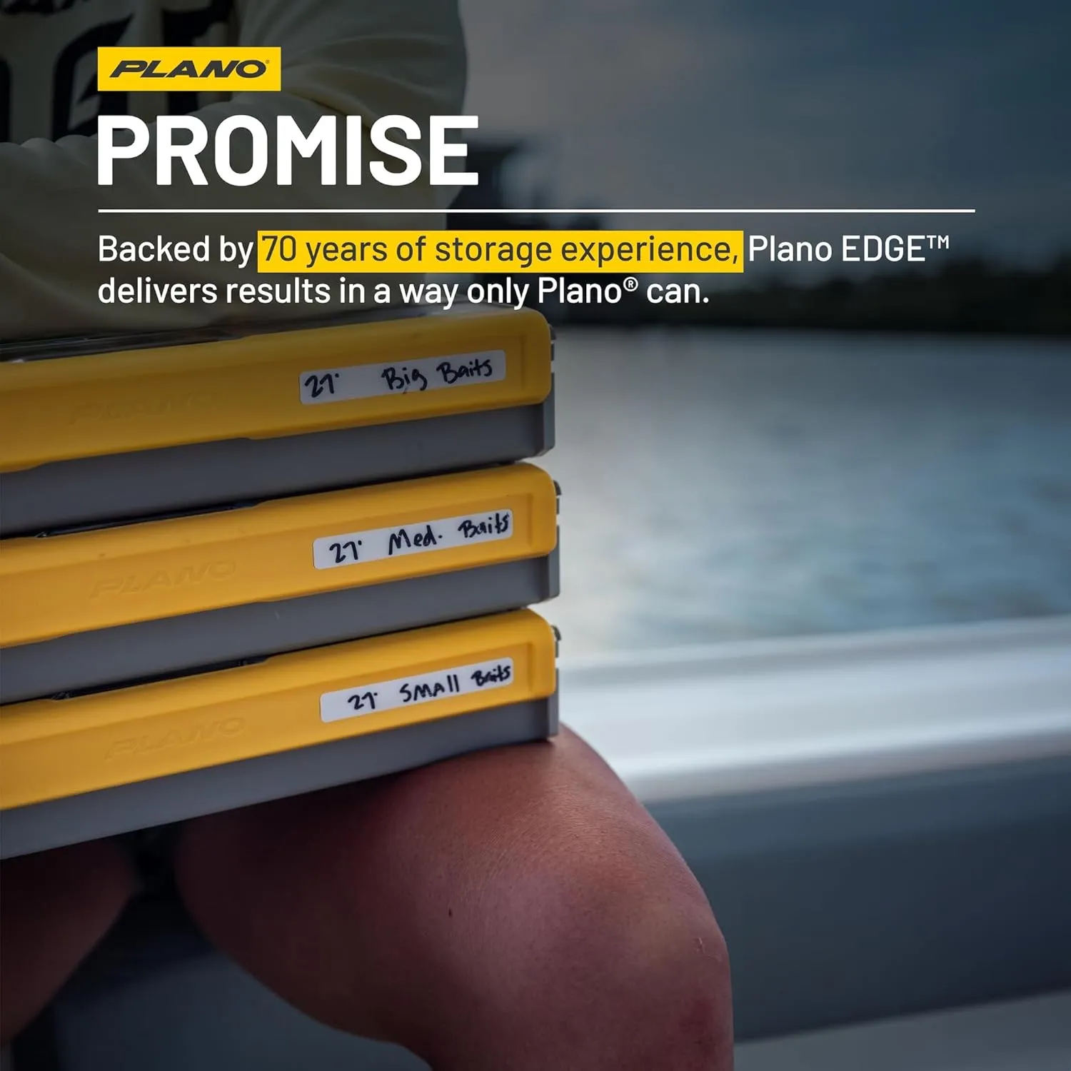 Plano EDGE 3700 Premium Deep Tackle Utility Box, Clear and Yellow, Waterproof and Rust-Resistant Bait and Terminal Tackle Storage Organization Box