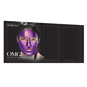 Platinum Purple 3-in-1 Facial Mask Kit Detoxify Revitalize Antioxidant Moisturizer with Blueberry, Blackberry and Collagen (5 Pieces)