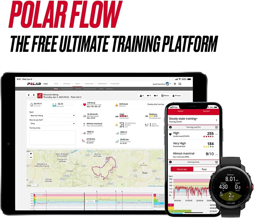 Polar Grit X - Rugged Multisport GPS Smart Watch - Ultra-Long Battery Life, Wrist-based Heart Rate, Military-Level Durability, Sleep and Recovery, Navigation - Trail Running, Mountain Biking
