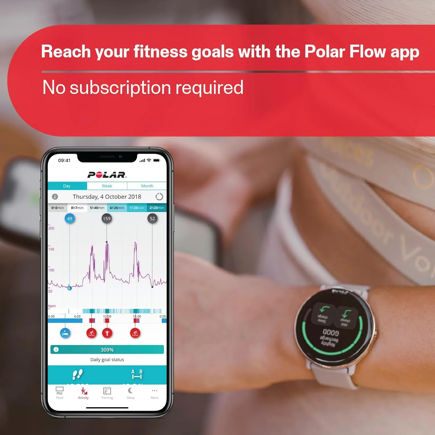 POLAR Ignite 2 Series Water Resistant Smartwatch with GPS, Heart Rate Monitoring, Sleep Analysis and Personalized Fitness Tracking, S-L, for Men or Women, Black