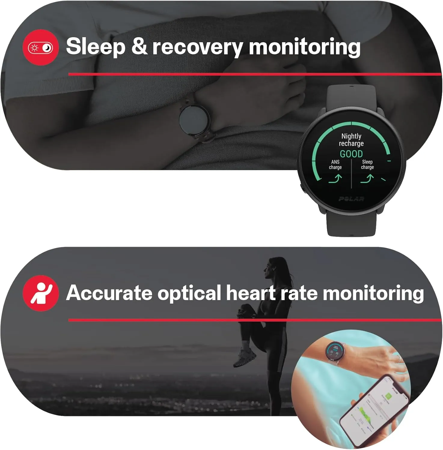POLAR Ignite 2 Series Water Resistant Smartwatch with GPS, Heart Rate Monitoring, Sleep Analysis and Personalized Fitness Tracking, S-L, for Men or Women, Black
