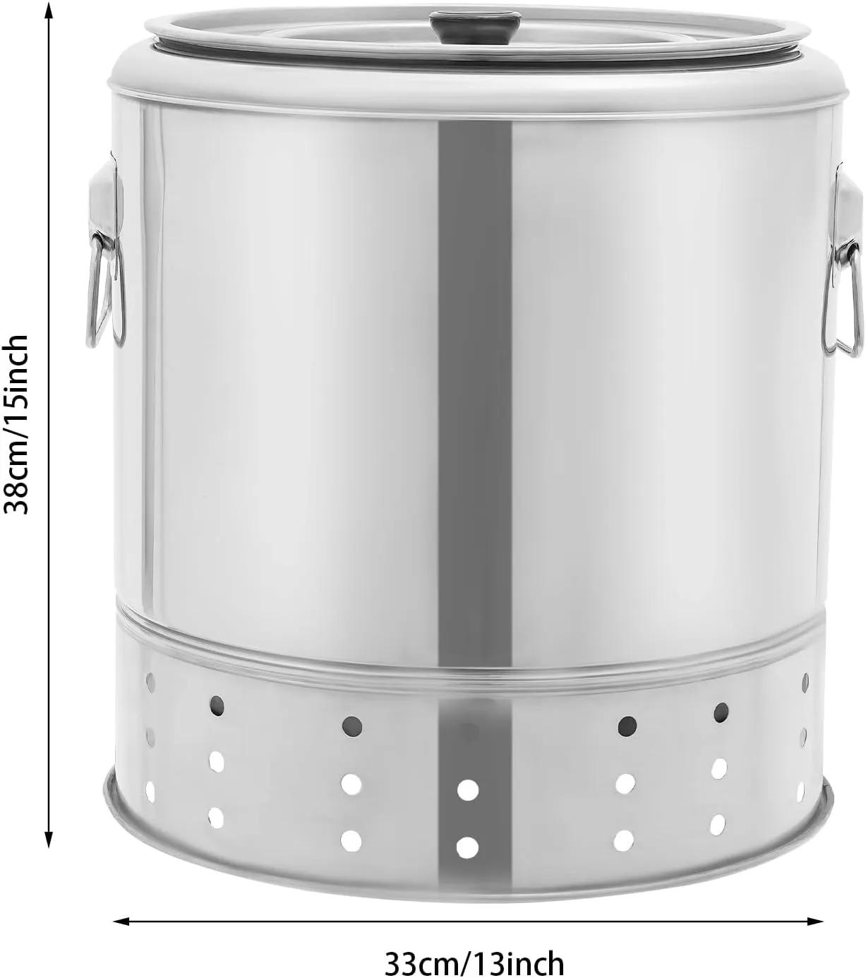 Portable Smokeless Barbecue Charcoal Barrel Grill, Stainless Steel Surround Charcoal Kebab Grill with 20 Skewers for Picnics, Camping, BBQ, 13 x 15in