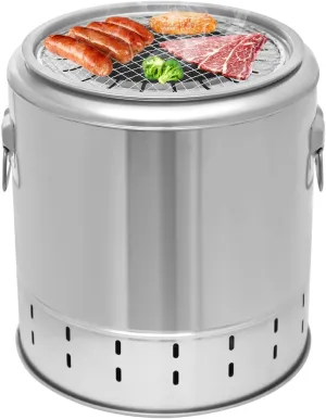 Portable Smokeless Barbecue Grill Charcoal Barrel with 360°Heated Surround Kebab & BBQ Design Stainless Steel Grill 20 Skewers for Outdoor Cooking, Camping, Picnics, Traveling