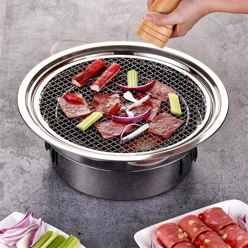 Portable Stainless Steel Charcoal Grill - Korean Style Camping Grill