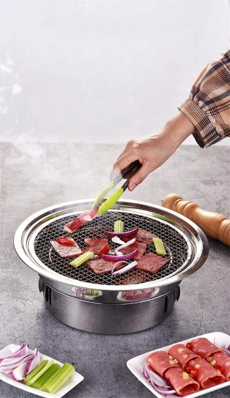 Portable Stainless Steel Charcoal Grill - Korean Style Camping Grill
