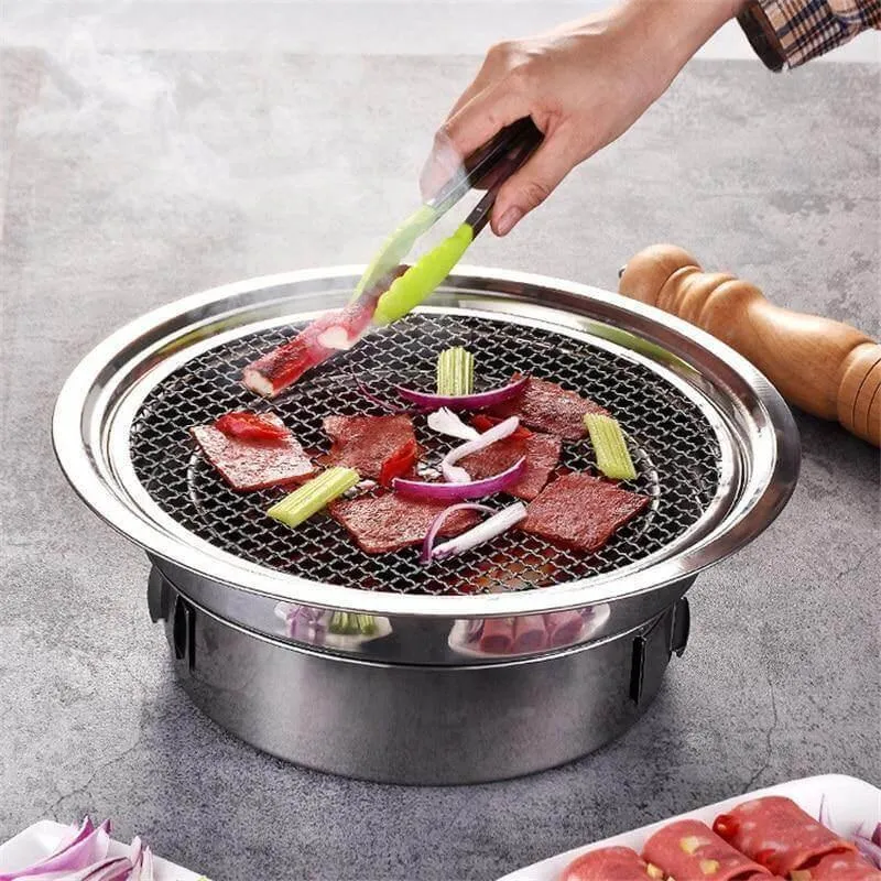 Portable Stainless Steel Charcoal Grill - Korean Style Camping Grill