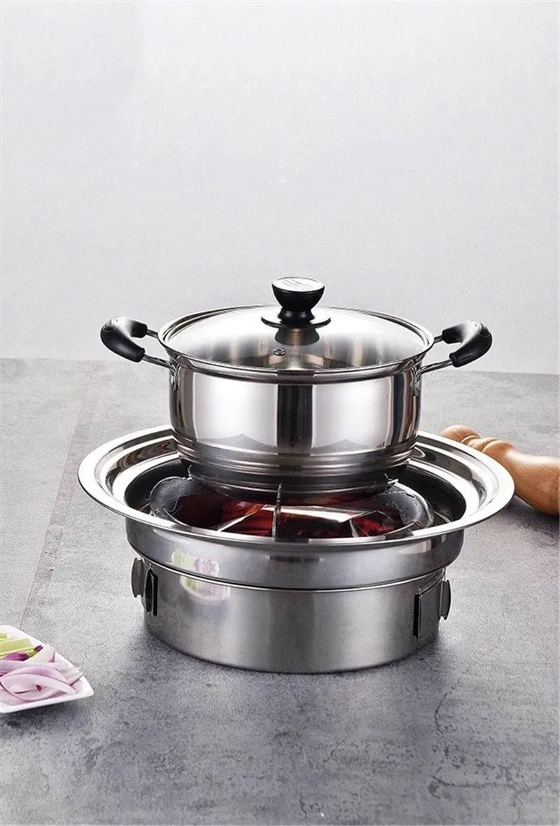 Portable Stainless Steel Charcoal Grill - Korean Style Camping Grill