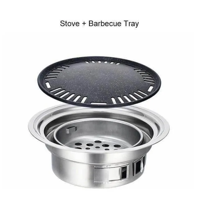 Portable Stainless Steel Charcoal Grill - Korean Style Camping Grill