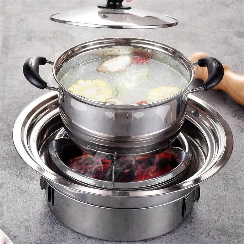 Portable Stainless Steel Charcoal Grill - Korean Style Camping Grill