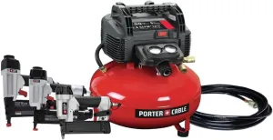 Porter-Cable PCFP3KITR 3-Piece Nailer and 0.8 HP 6 Gallon Oil-Free Pancake Air Compressor Combo Kit (Renewed)